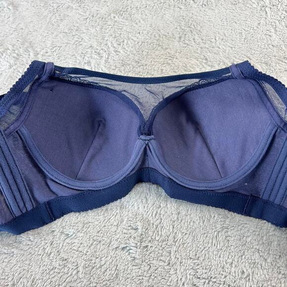 Push Up Deep Cup Bra Blue & Gold lace with adjustable straps Size 36 c/d - Picture 5 of 6
